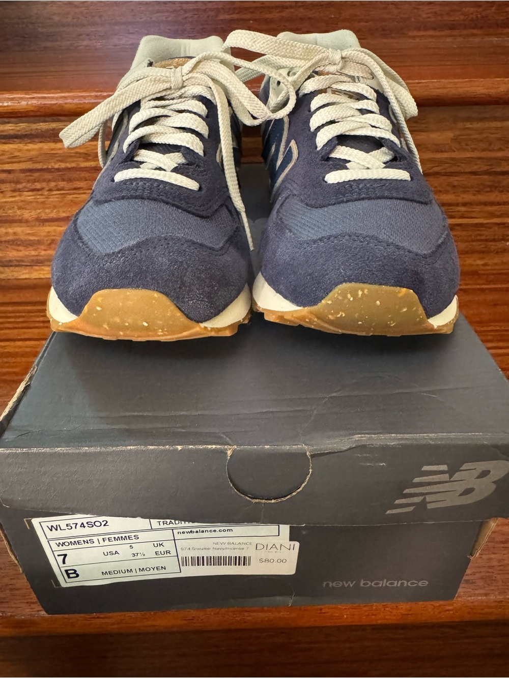 New Balance Women’s Size 7 Classics Navy and Tan Retro Runner Sneakers